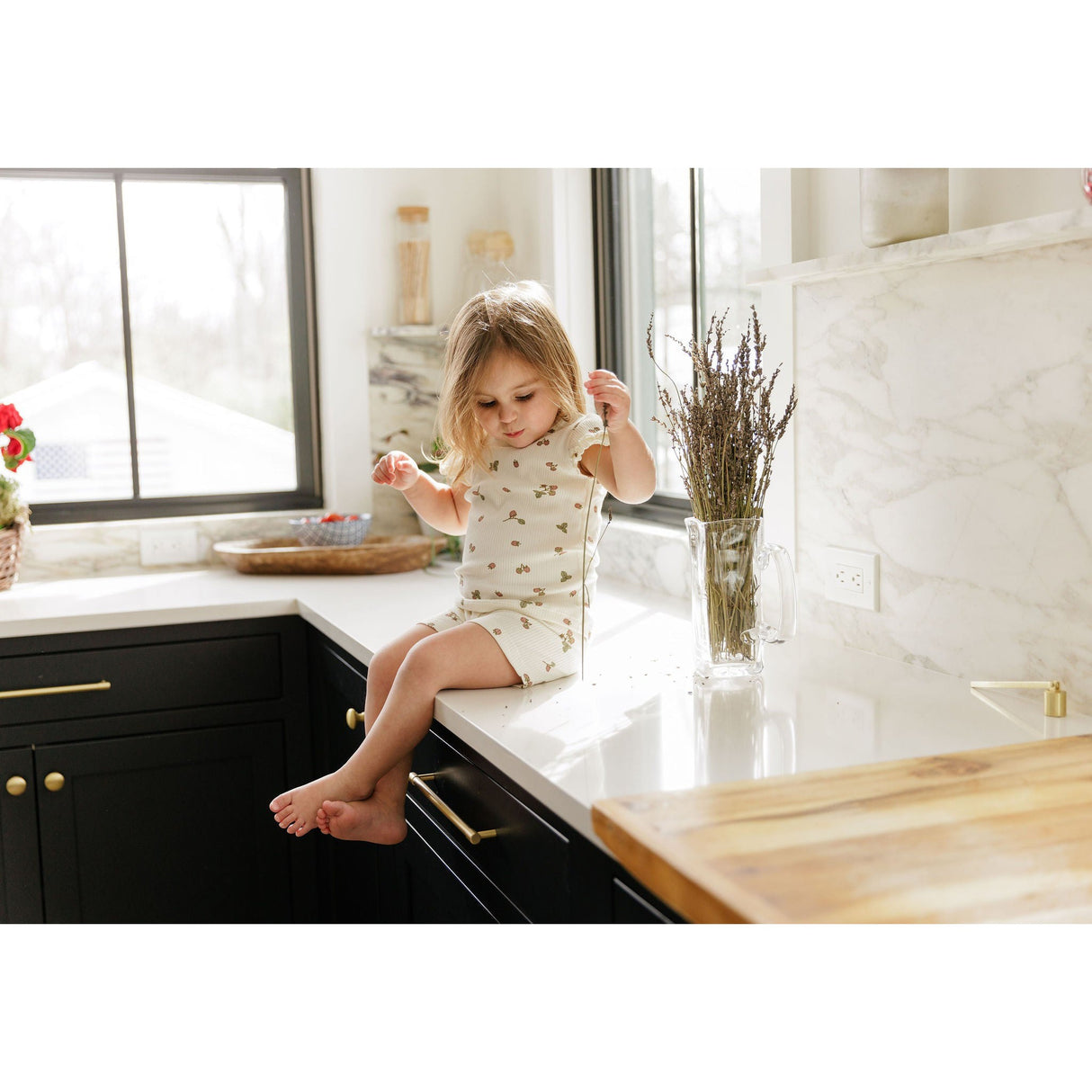 Ribbed Cotton - Raspberries Collection - Short Sleeve Lounge Set - HoneyBug