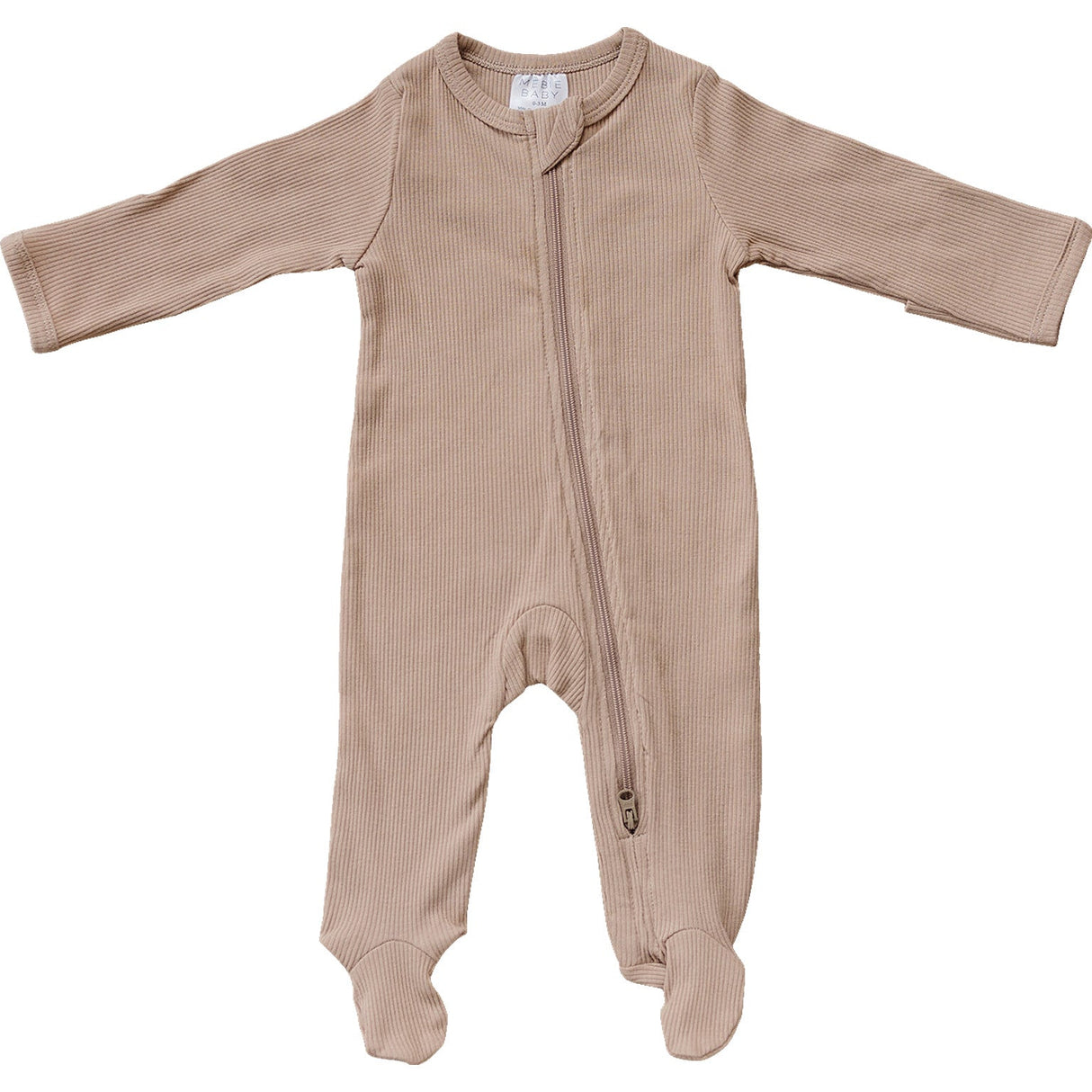 Pale Pink Organic Cotton Ribbed Zipper - HoneyBug