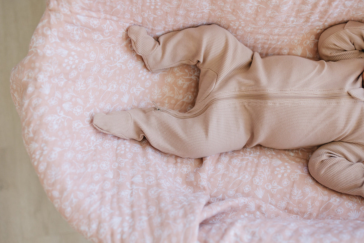 Pale Pink Organic Cotton Ribbed Zipper - HoneyBug