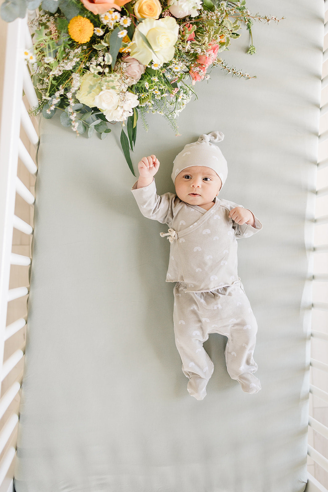 Sage Bamboo Stretch Crib Sheet - HoneyBug