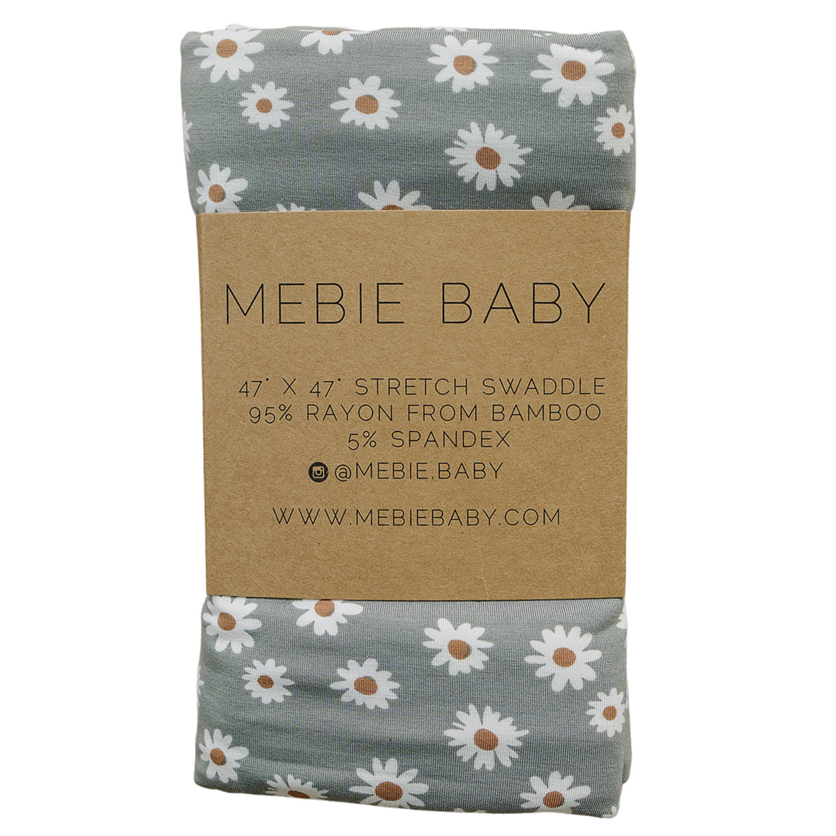 Light Green Daisy Bamboo Stretch Swaddle - HoneyBug