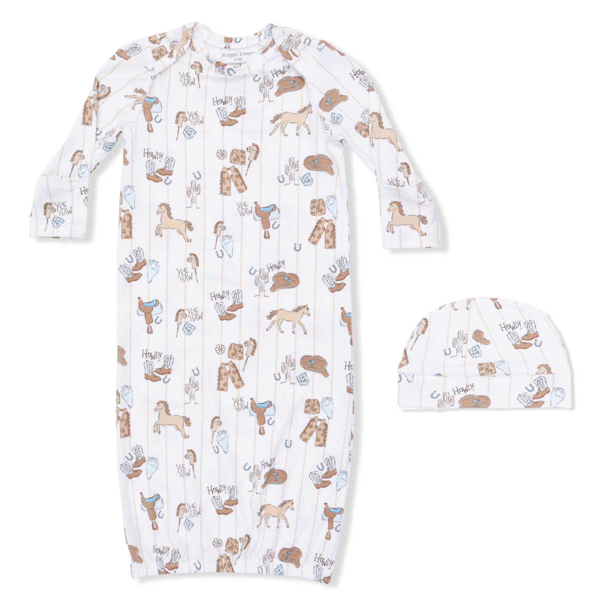Cowboy Nursery - Lap Shoulder Gown & Beanie Hat