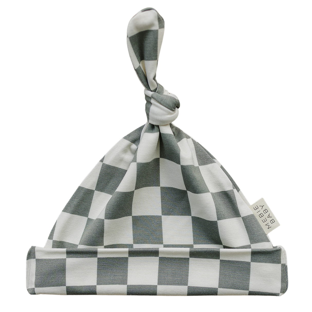 Light Green Checkered Bamboo Newborn Knot Hat - HoneyBug