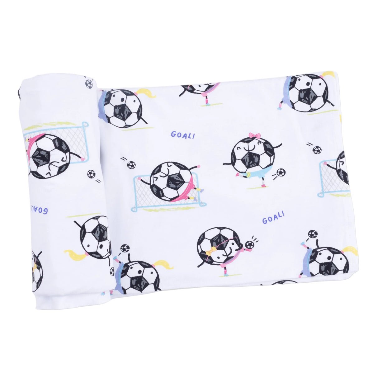 Soccer Balls Playing Soccer Pink - Swaddle Blanket