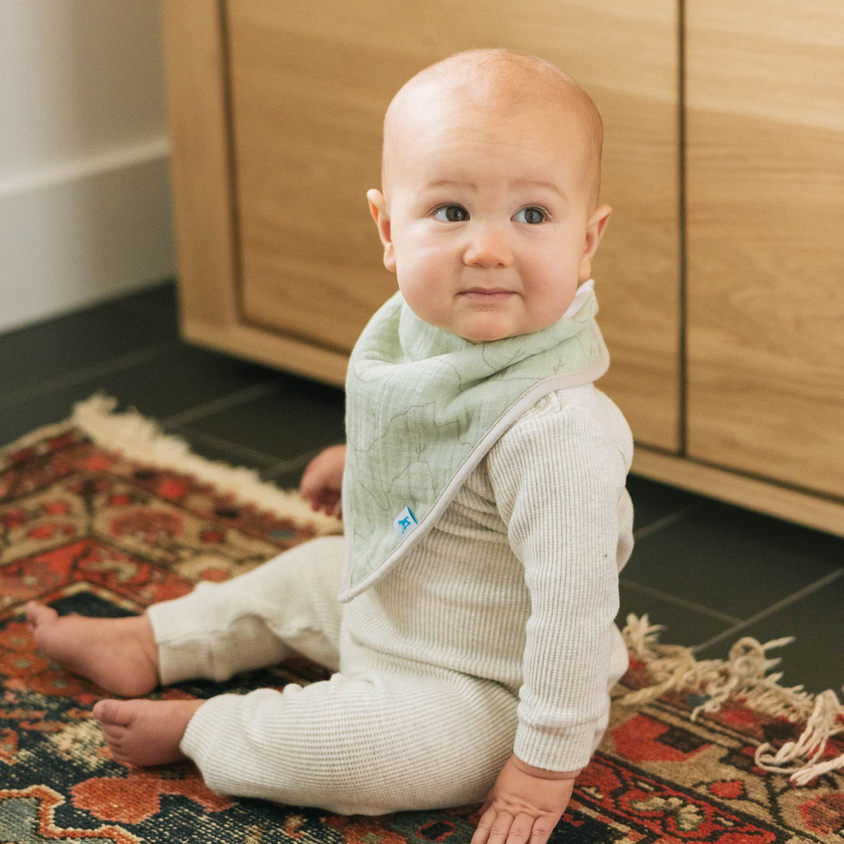 Cotton Muslin + Fleece Bandana Bib 4 Pack - Adobe Checker - HoneyBug