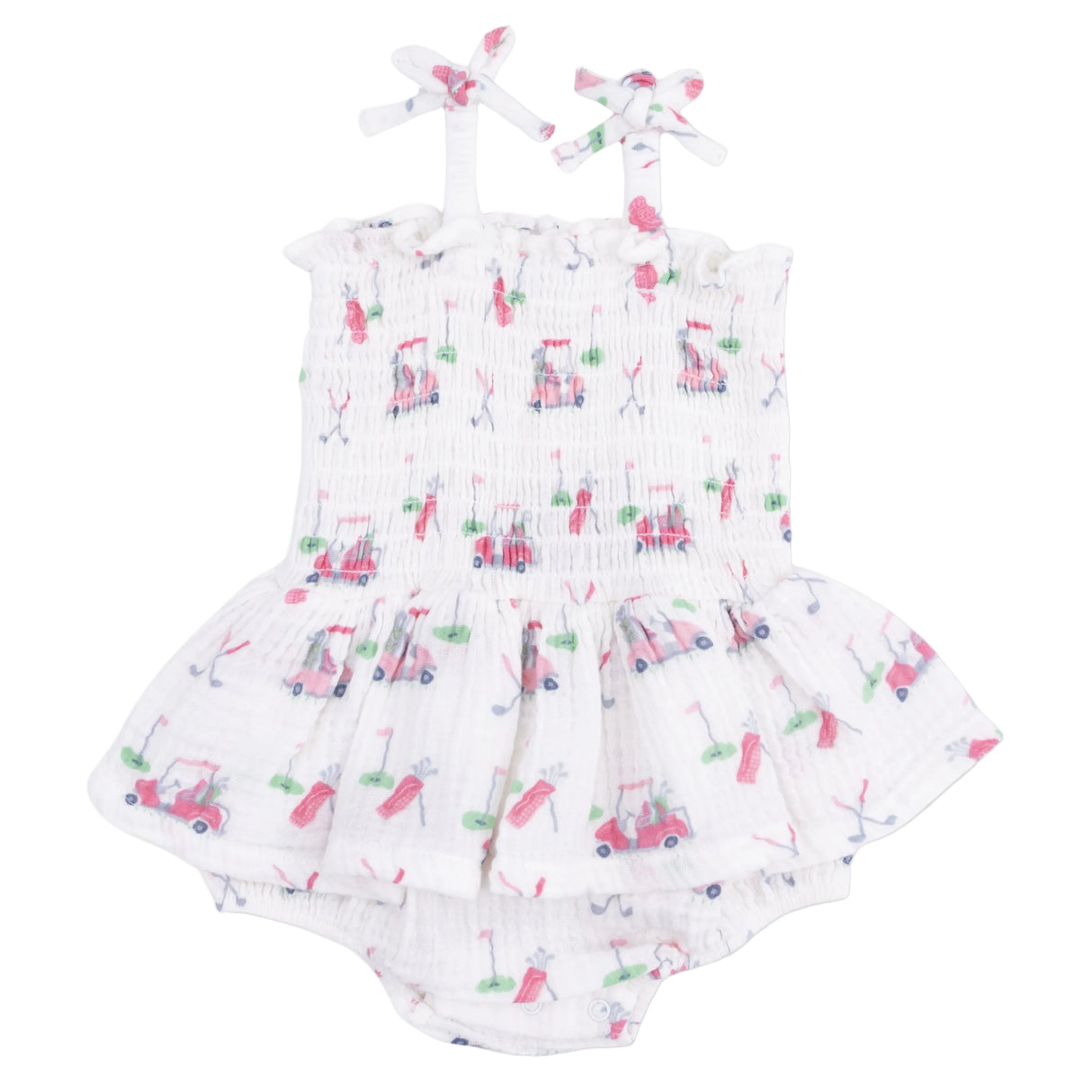 Baby Golf Carts Pink - Smocked Bubble with Skirt