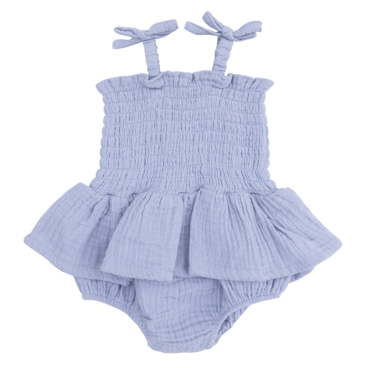 Solid Muslin Blue Blizzard - Smocked Bubble with Skirt