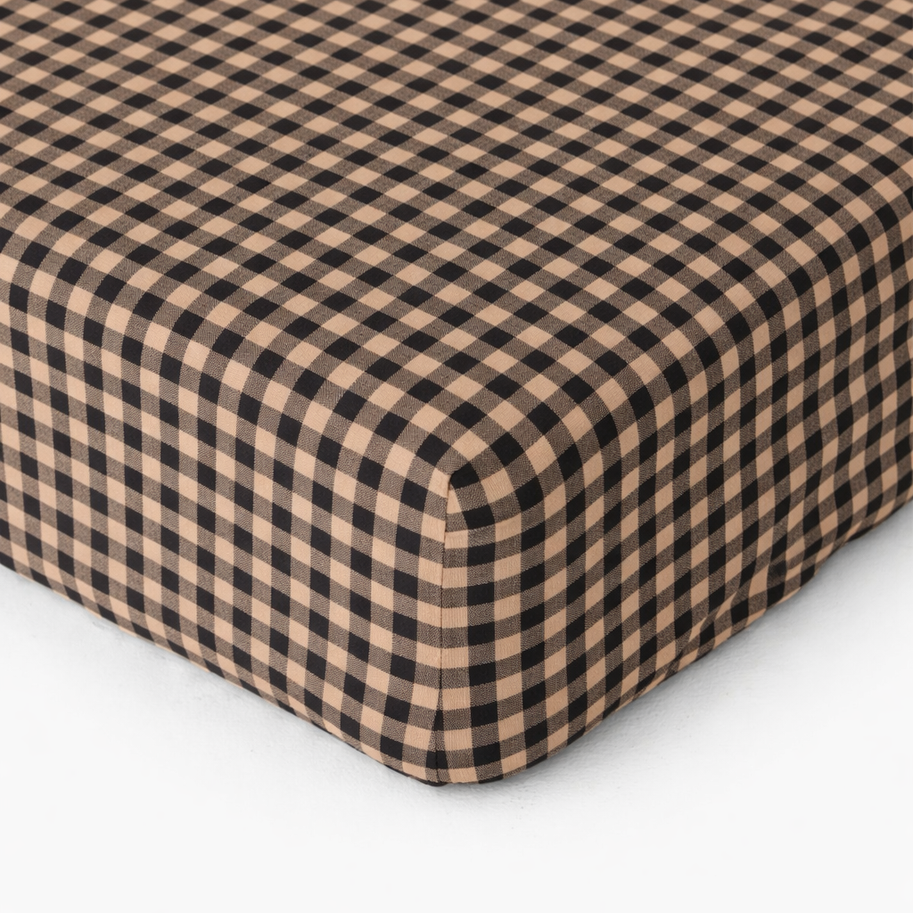 Cookie Brown Gingham Crib Sheet
