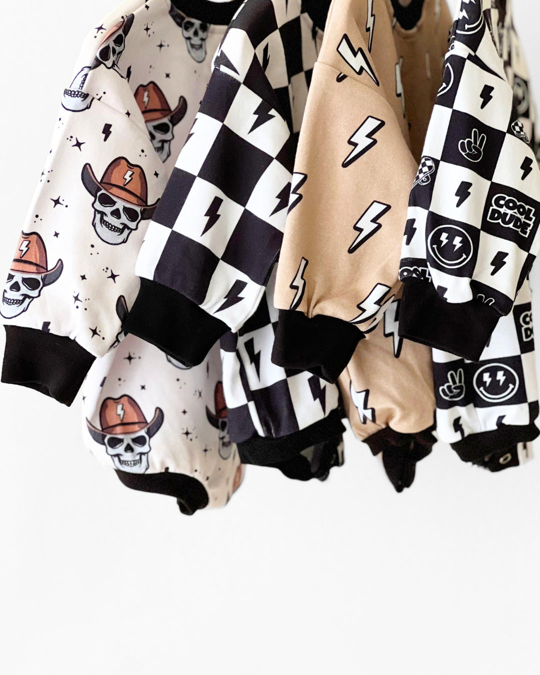 Bubble Romper | Charcoal Bolts - HoneyBug