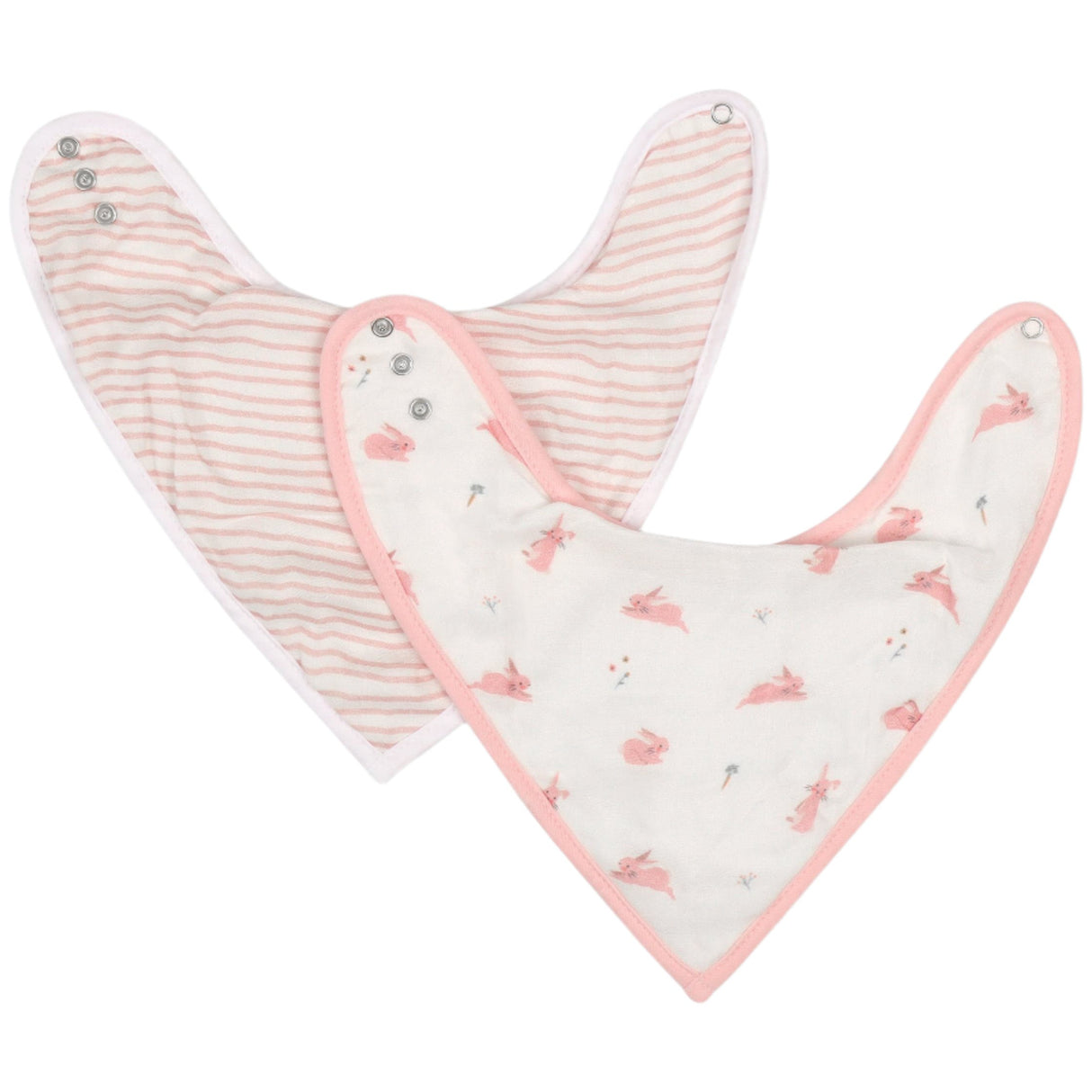 Bunny & Pink Wave Bib Set - HoneyBug