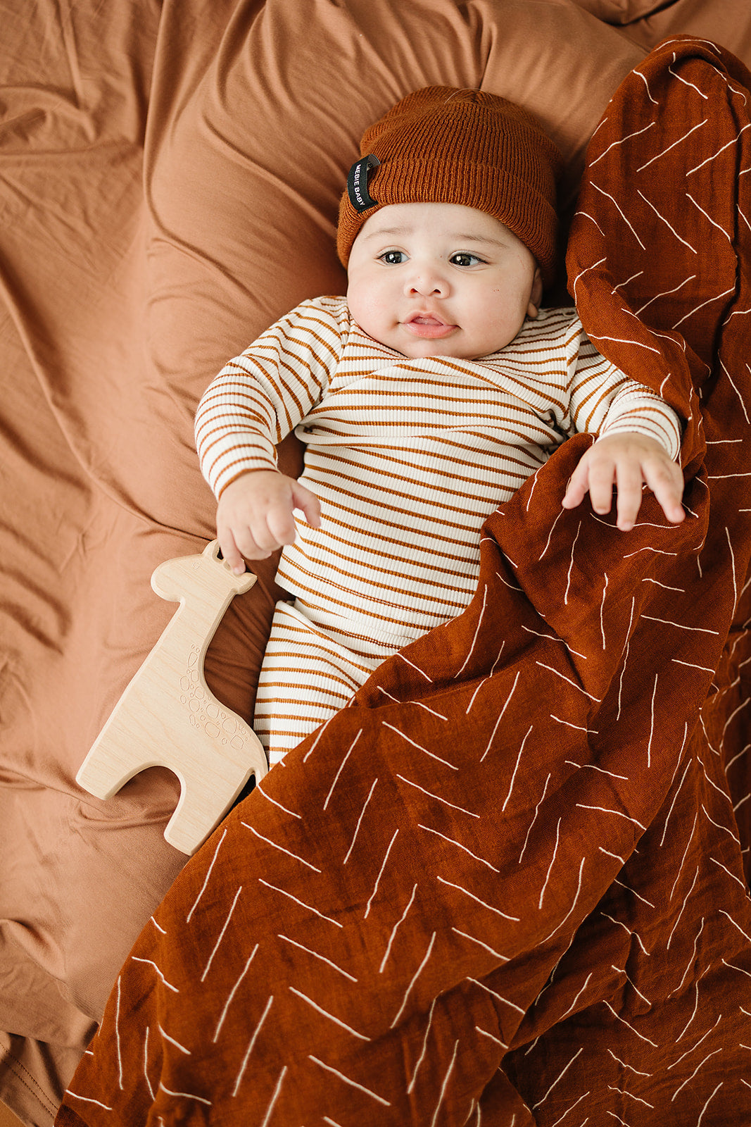 Rust Mudcloth Muslin Swaddle Blanket - HoneyBug