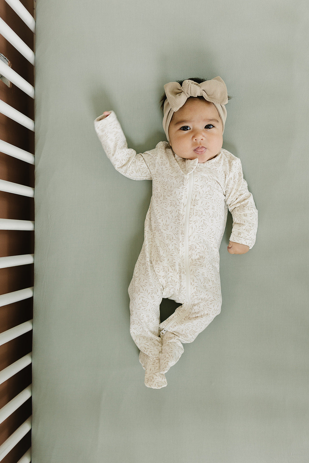 Sage Bamboo Stretch Crib Sheet - HoneyBug