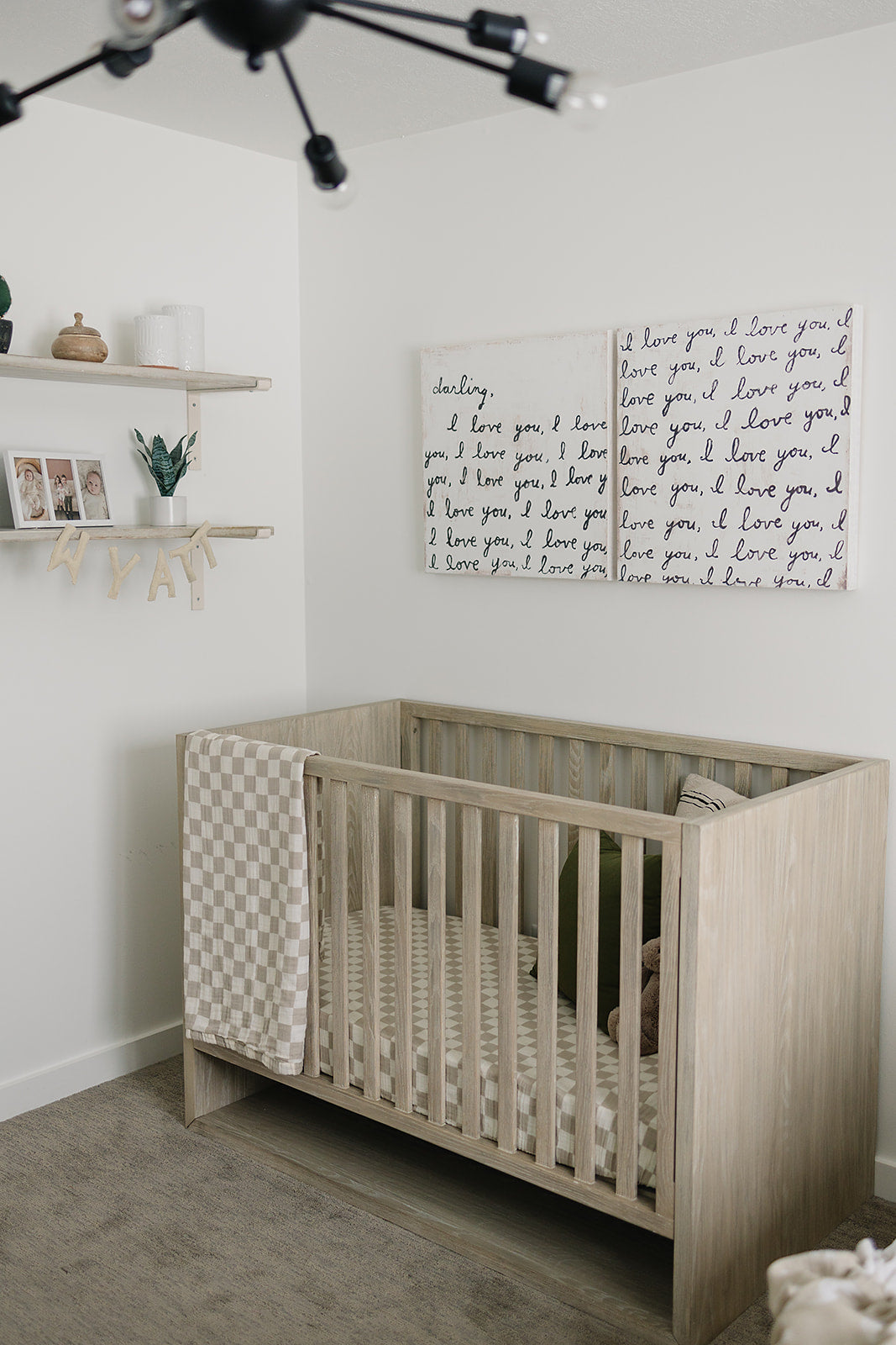 Taupe Checkered Muslin Quilt - HoneyBug