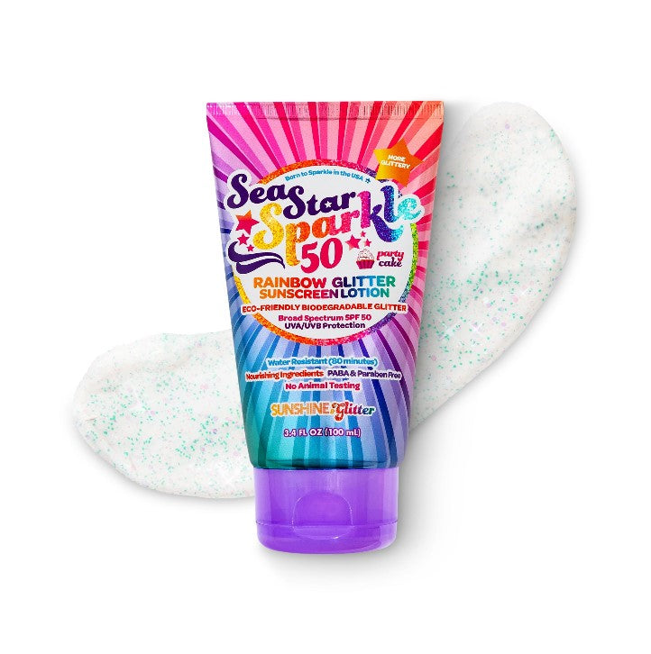 Sea Star Sparkle Party Cake SPF 50 Glitter Sunscreen - HoneyBug