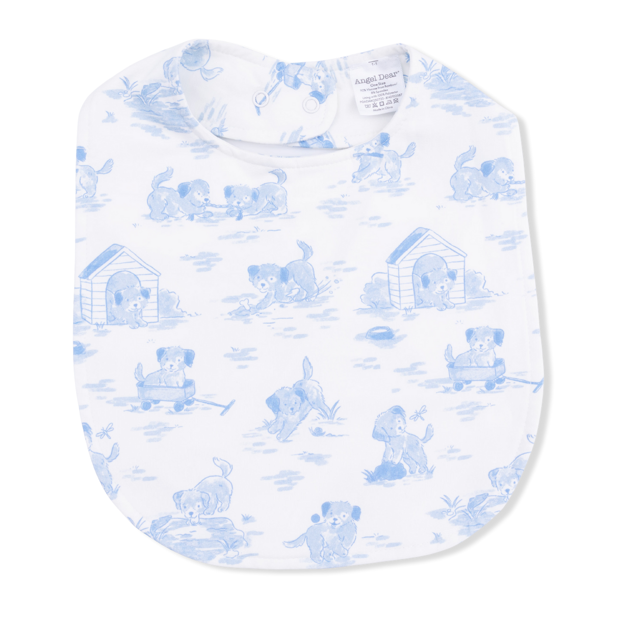 Puppy Toile Blue - Feeding Bib