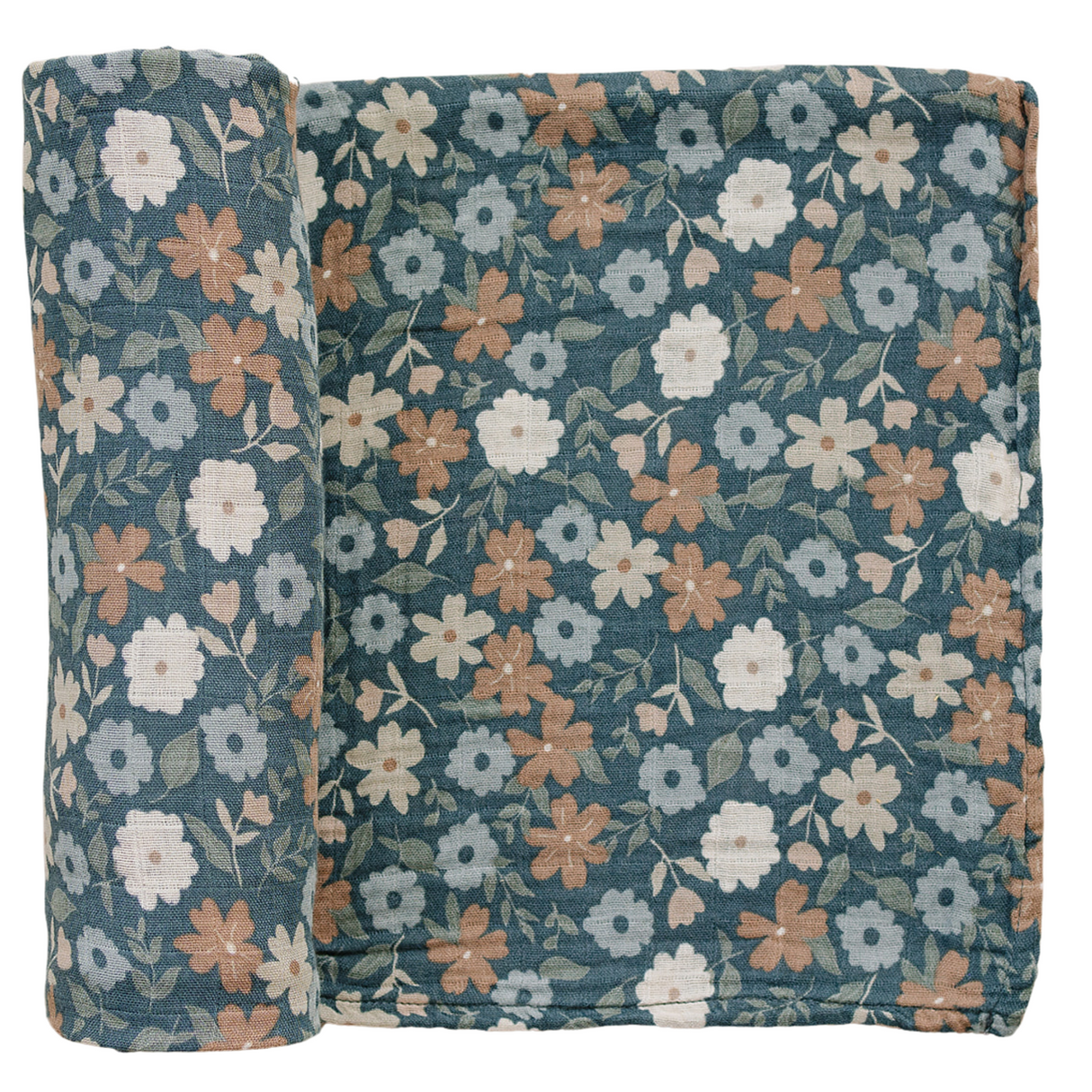 Midnight Floral Muslin Swaddle Blanket - HoneyBug