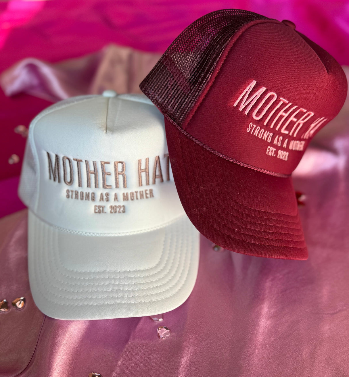 Mother Hat - Embroidered Trucker Hat - White - HoneyBug