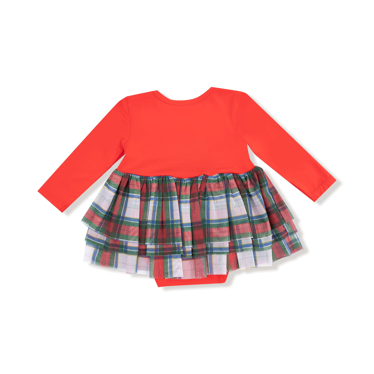 Long Sleeve Tutu Bodysuit - Holiday Plaid - HoneyBug
