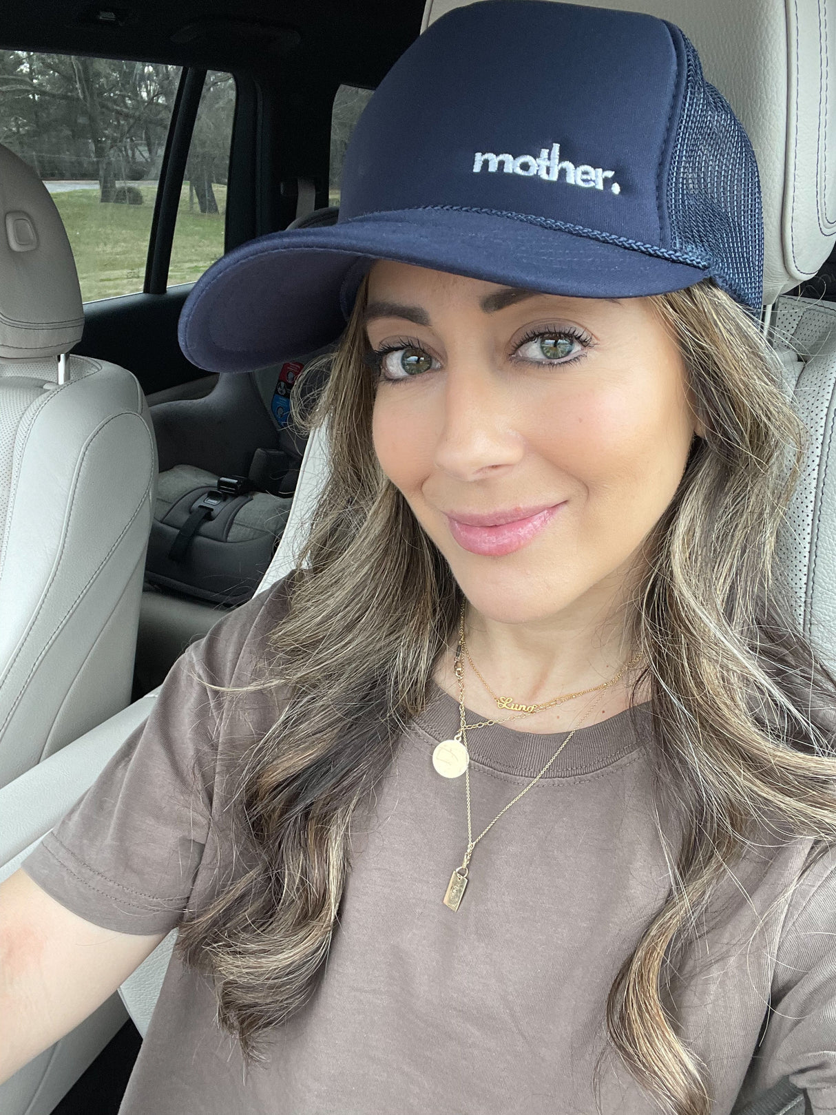 The Mini Mother Embroidered Women's Trucker Hat - Navy - HoneyBug