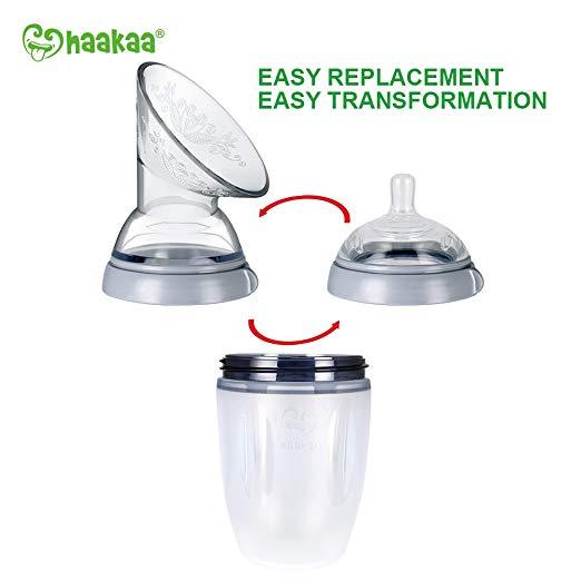 Haakaa Gen 3 Silicone Breast Pump Flange and Bottle Set 160 ml/6 oz - HoneyBug