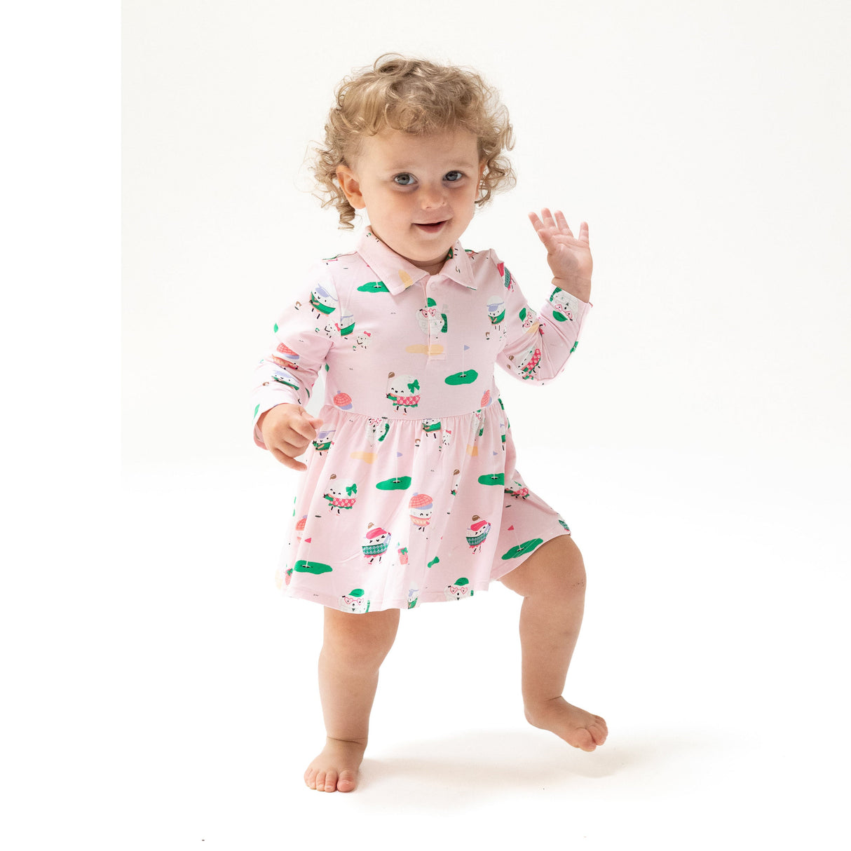 Long Sleeve Polo Bodysuit Dress - HoneyBug