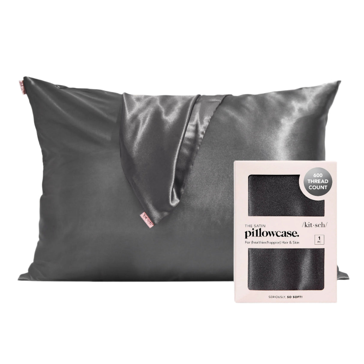 Satin Pillowcase - Charcoal Grey - HoneyBug