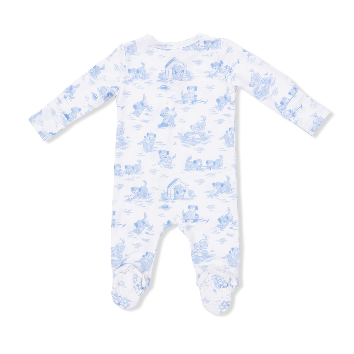 Puppy Toile Blue - 2 Way Zipper Footie