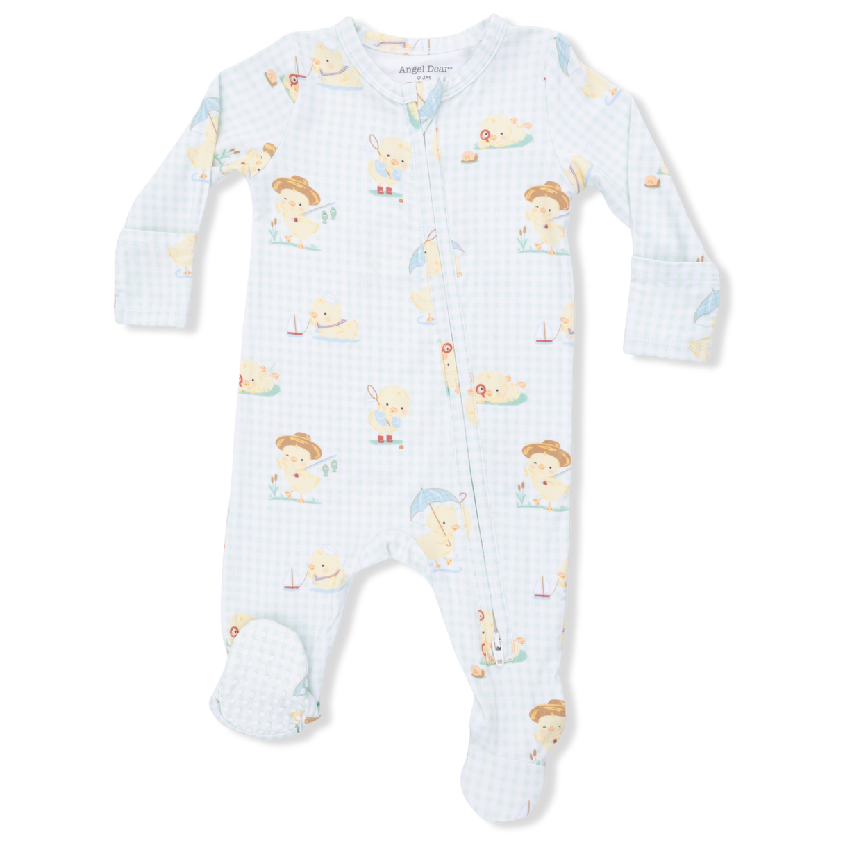 Vintage Spring Ducklings Green - 2 Way Zipper Footie