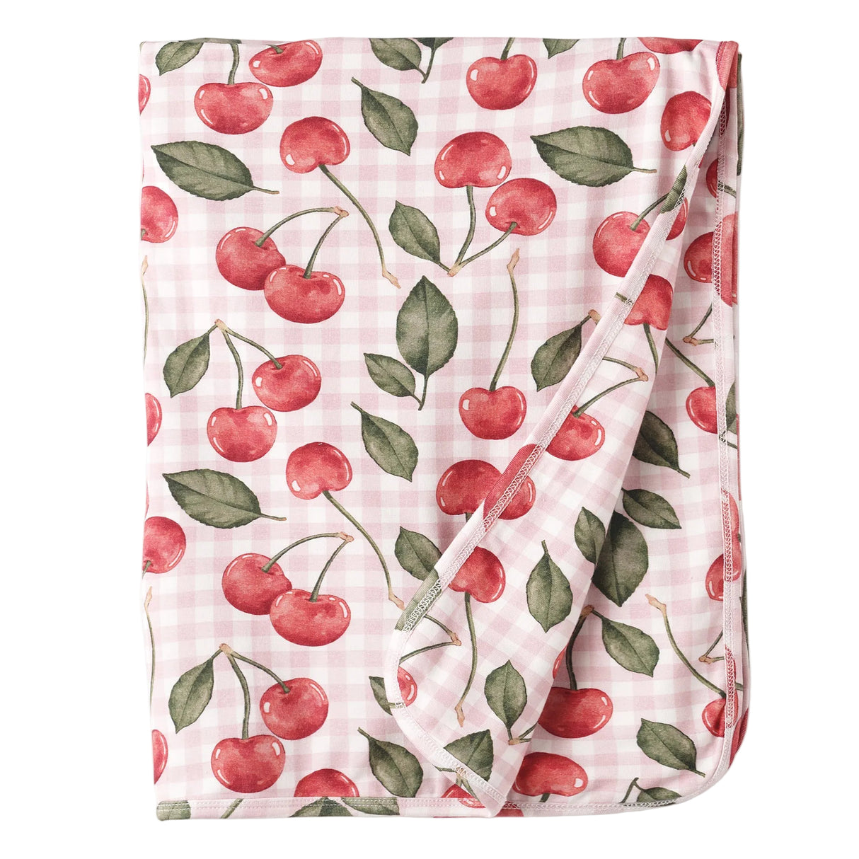 Cherry Picnic Bamboo Stroller Blanket for Baby Girls