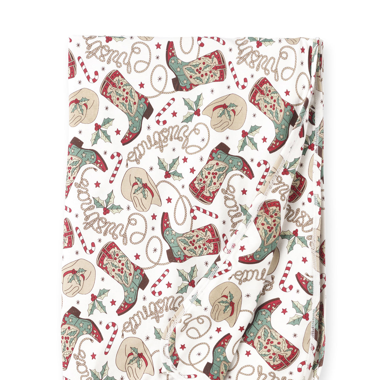 Western Christmas Stroller Blanket – Soft Bamboo Holiday - HoneyBug
