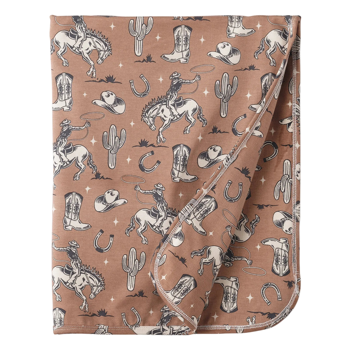 Wild Wrangler/Brown Western Baby Boy Bamboo Stroller Blanket