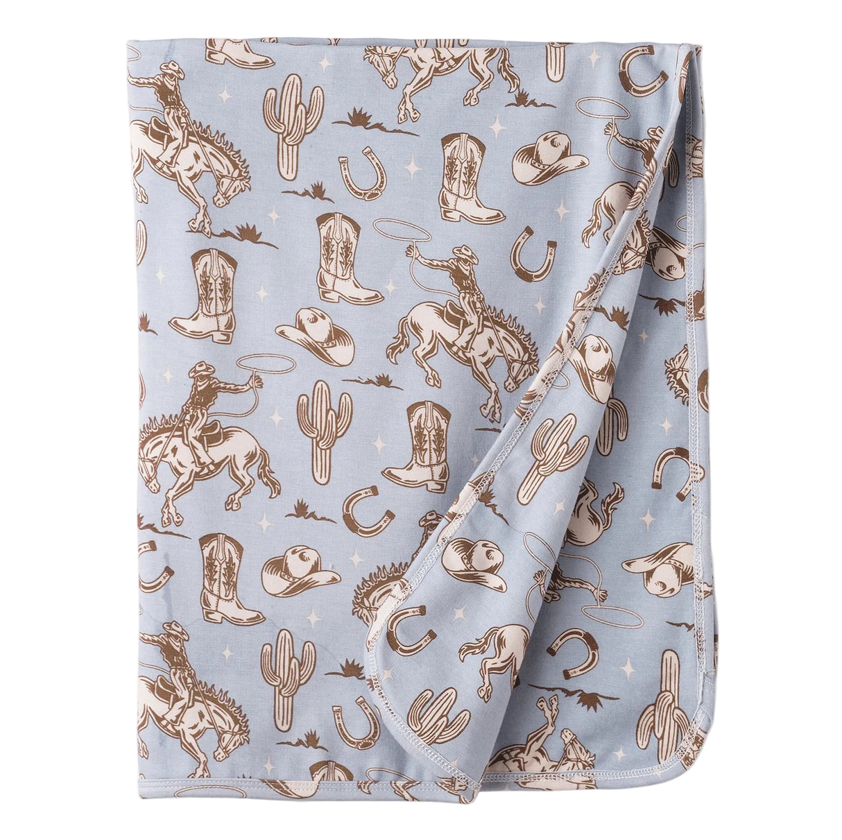 Wild Wrangler/Blue Western Baby Boy Bamboo Stroller Blanket