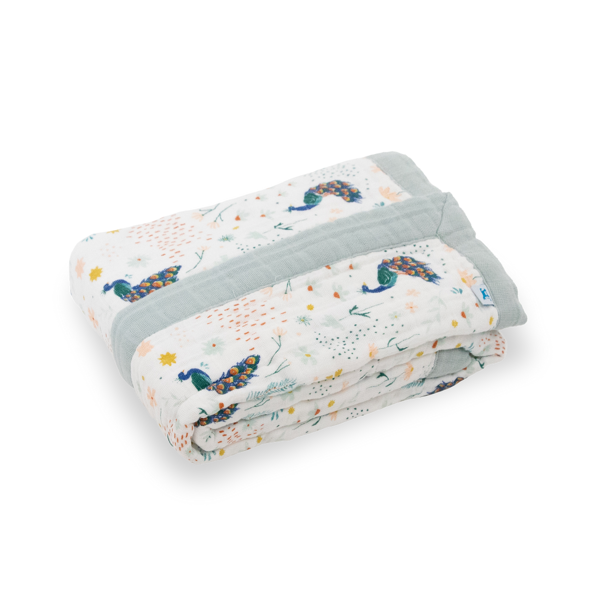 Cotton Muslin Baby Quilt - Peacock - HoneyBug