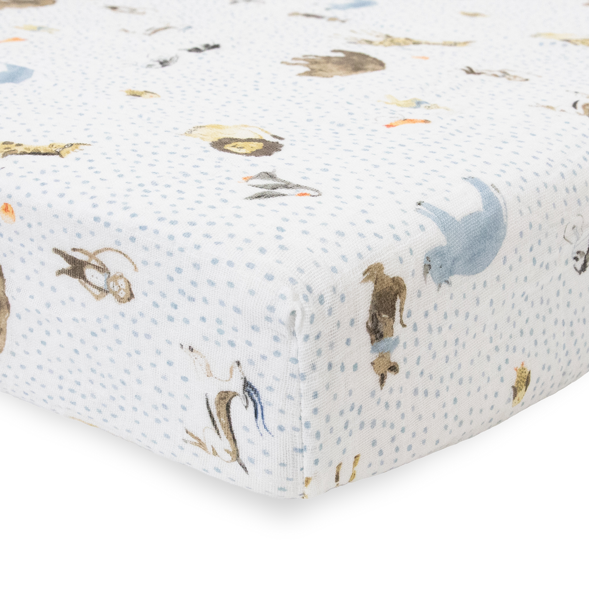 Cotton Muslin Crib Sheet - Party Animals - HoneyBug