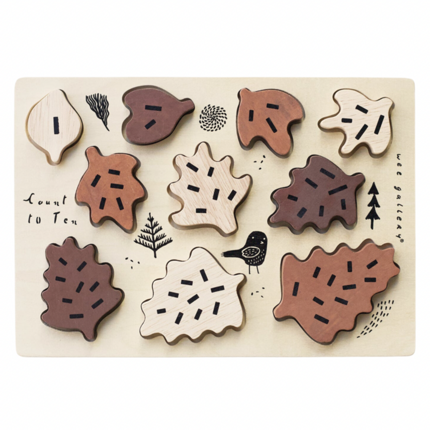 Wooden Tray Puzzle - Count to 10 Leaves - HoneyBug