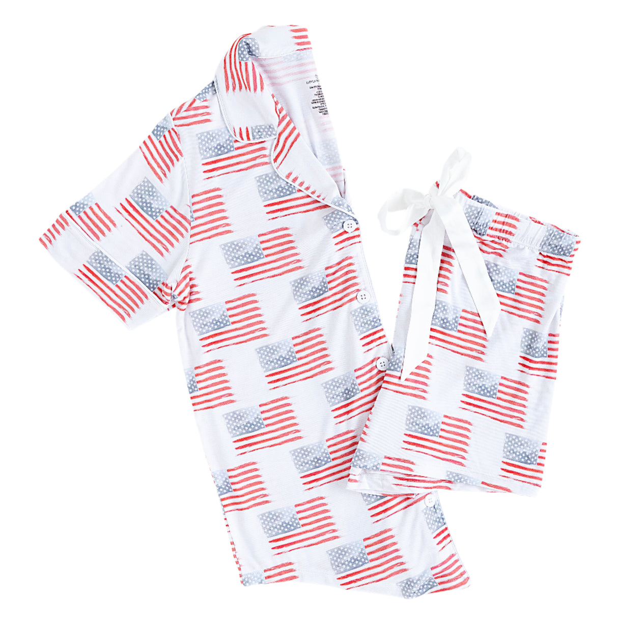 American Flag Womenβs Button Down Short Set - HoneyBug