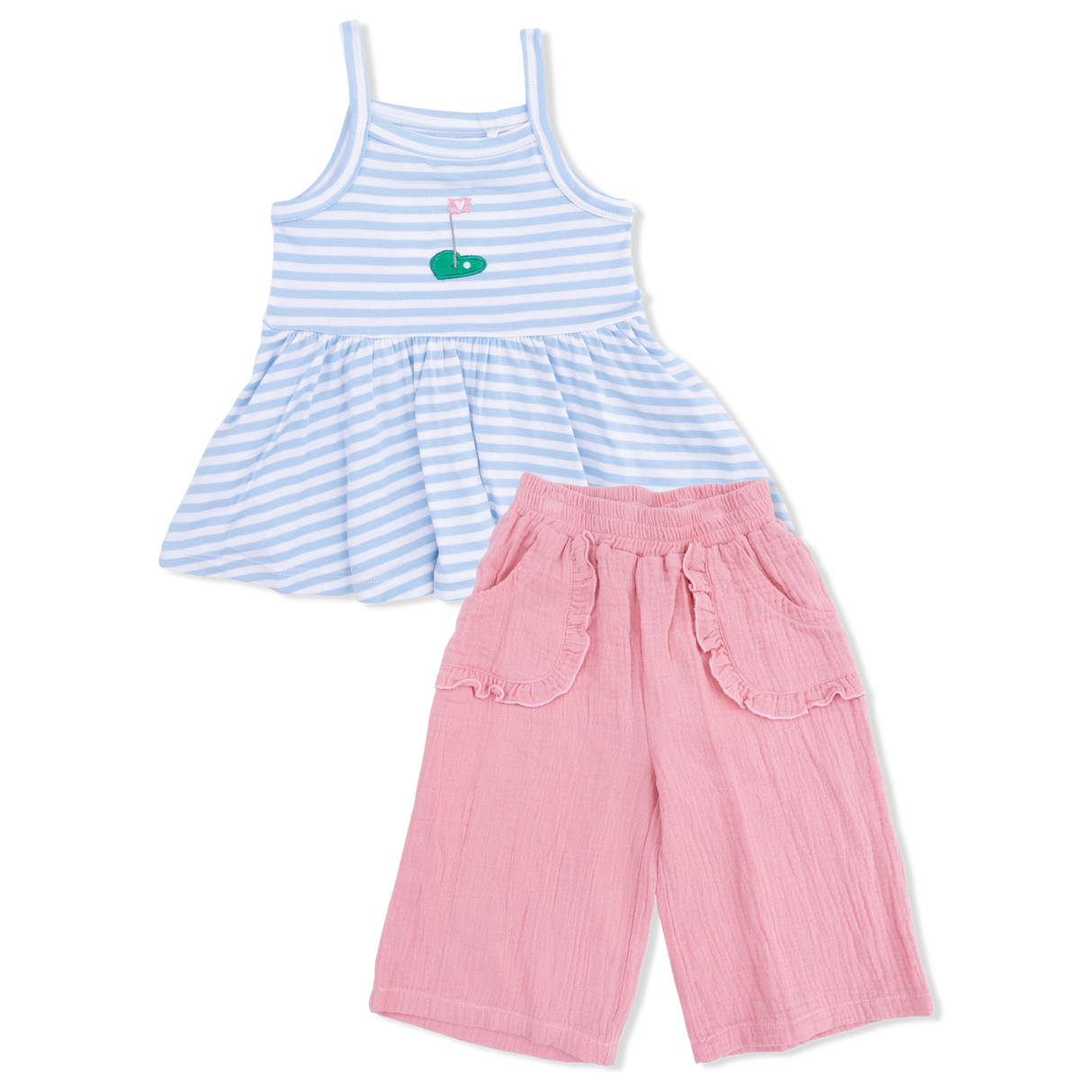 Striped Golf - Peplum Tank with Wide Leg Pant