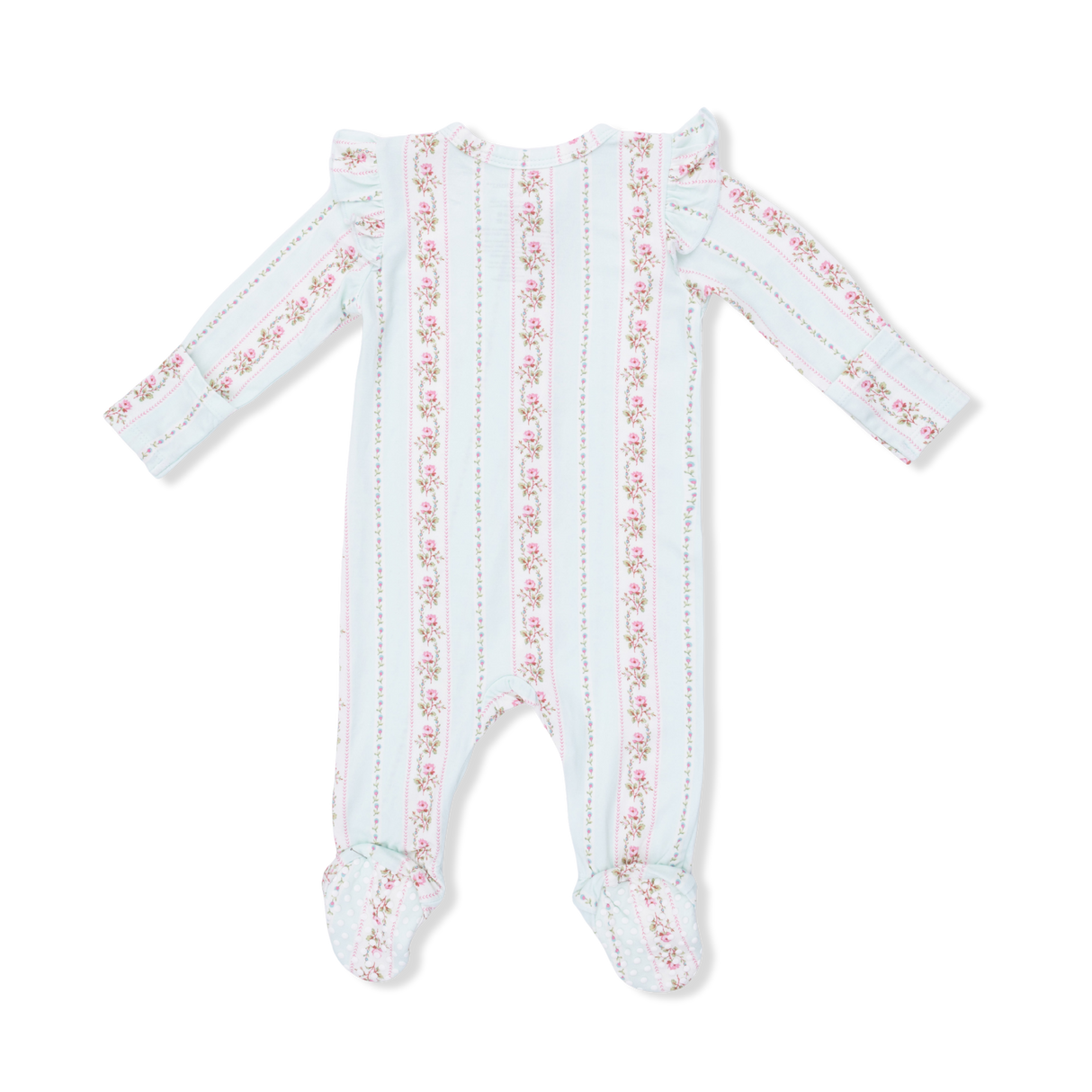 Antoinette Stripe - 2 Way Ruffle Sleeve Zipper Footie