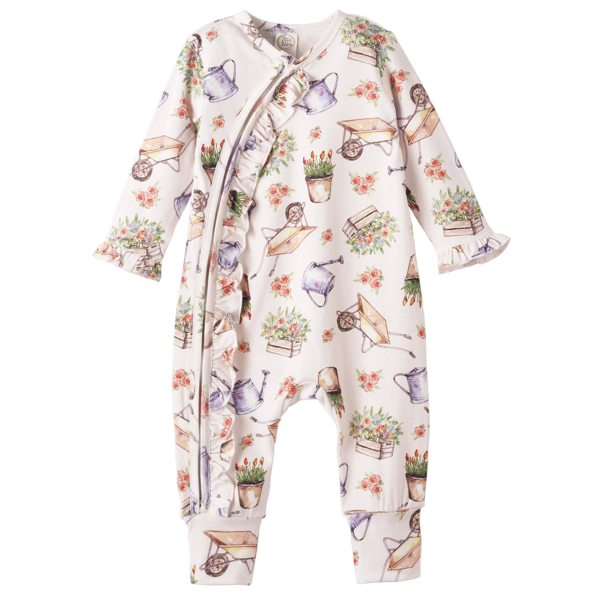 Petal Patch Baby Girl Romper – Bamboo with Convertible Cuffs