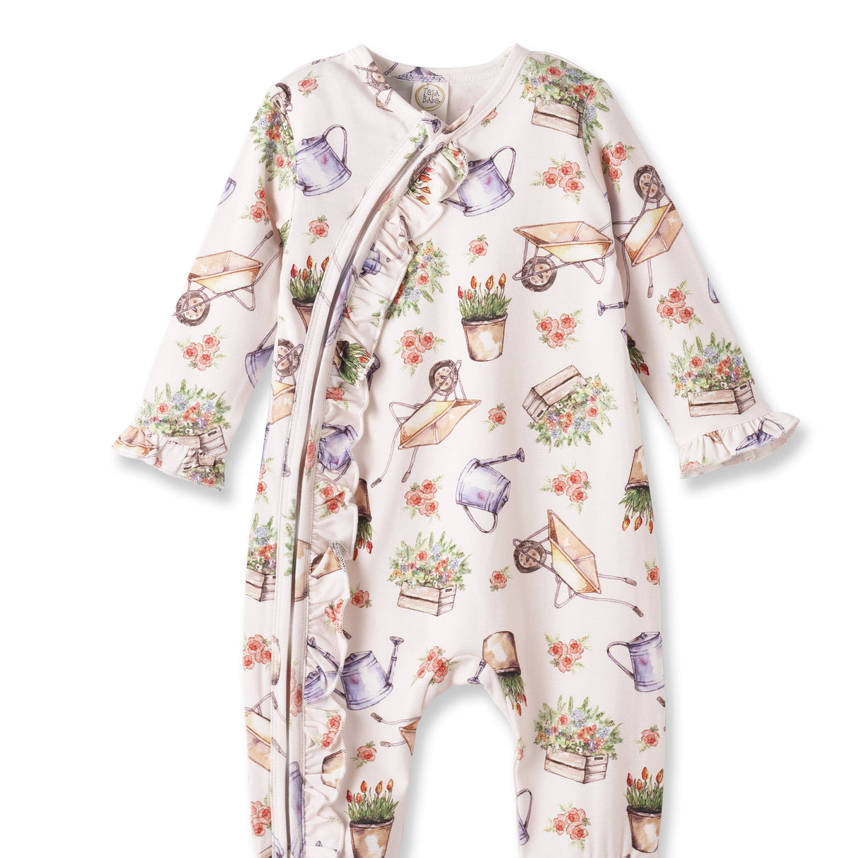 Petal Patch Baby Girl Romper – Bamboo with Convertible Cuffs