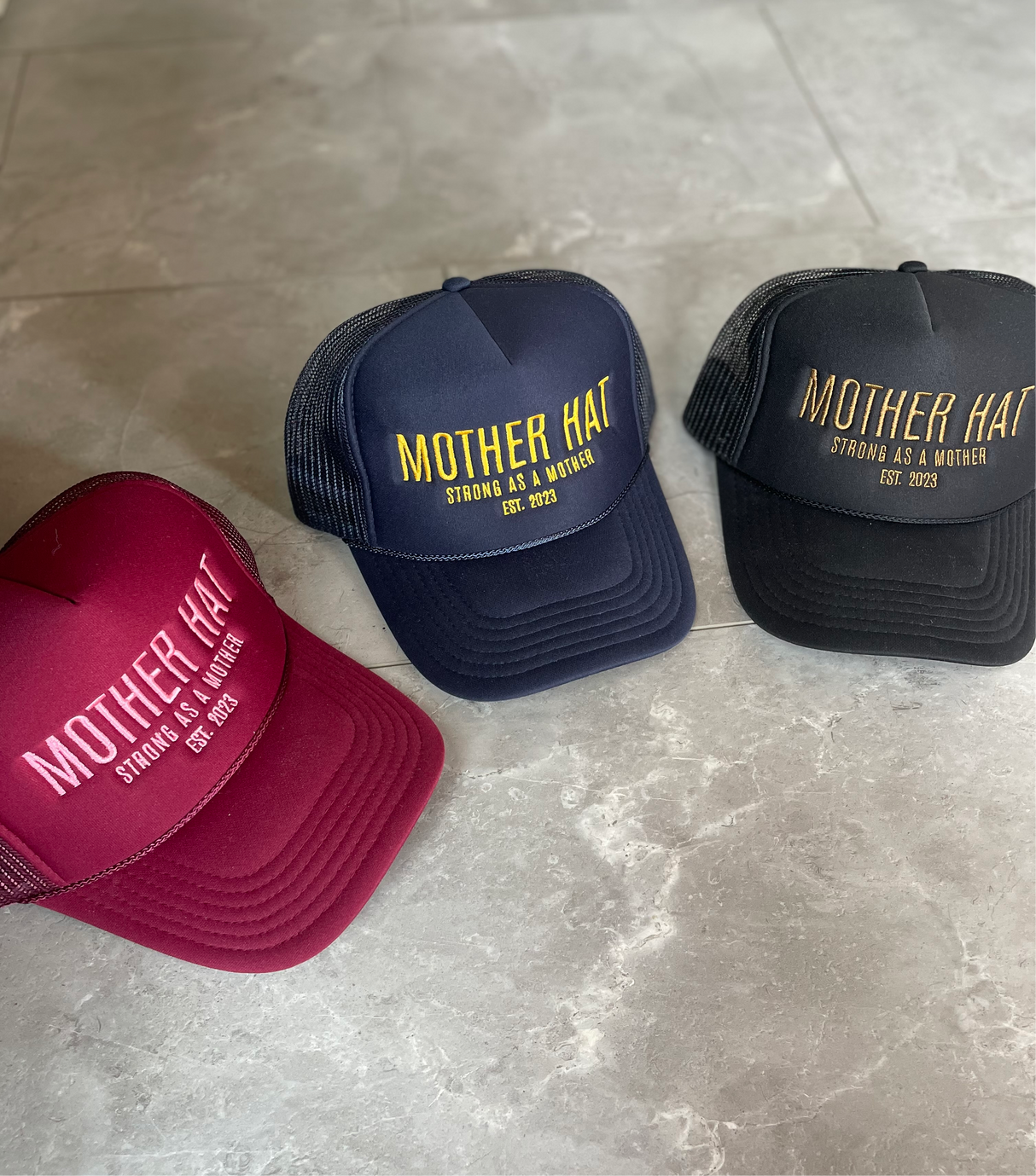 Mother Hat - Embroidered Trucker Hat - Maroon - HoneyBug