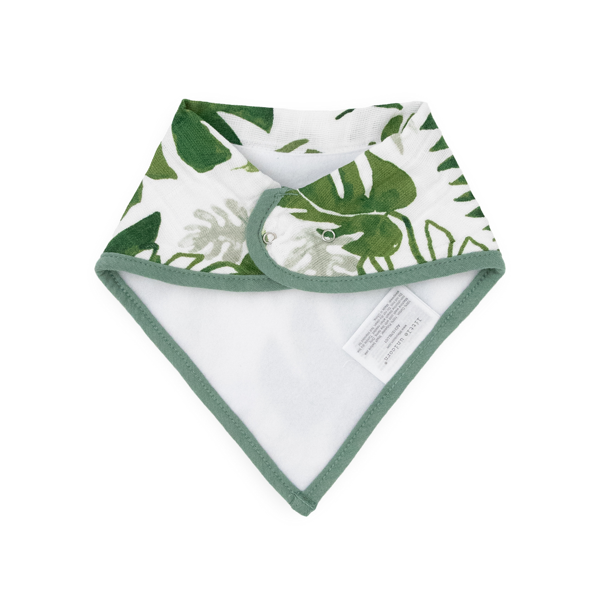 Cotton Muslin + Fleece Bandana Bib 4 Pack - Tropical Leaf - HoneyBug