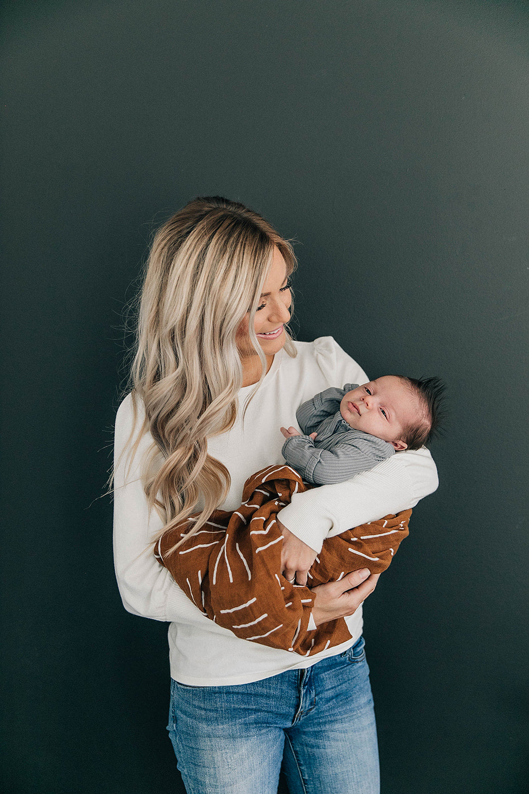 Mustard Mudcloth Muslin Swaddle Blanket - HoneyBug