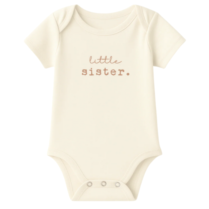 Little Sister Clay Organic Cotton Short Sleeve Baby Bodysuit - HoneyBug