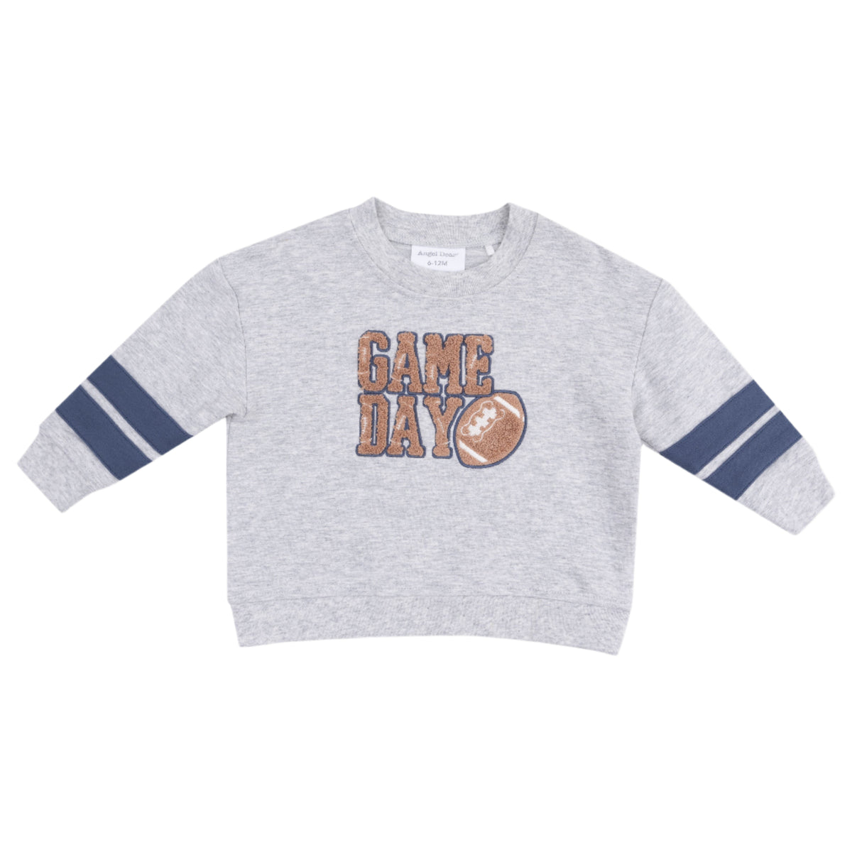 Cozy Drop Sleeve Sweatshirt with Varsity Stripes - Varsity Light Grey - HoneyBug