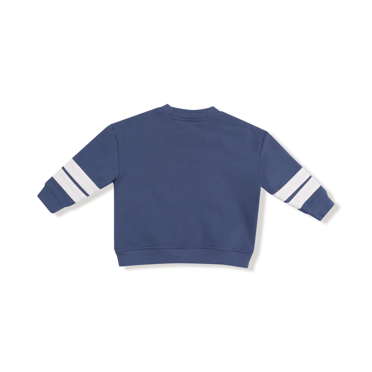 Cozy Drop Sleeve Sweatshirt with Varsity Stripes - Varsity Vintage Indigo - HoneyBug