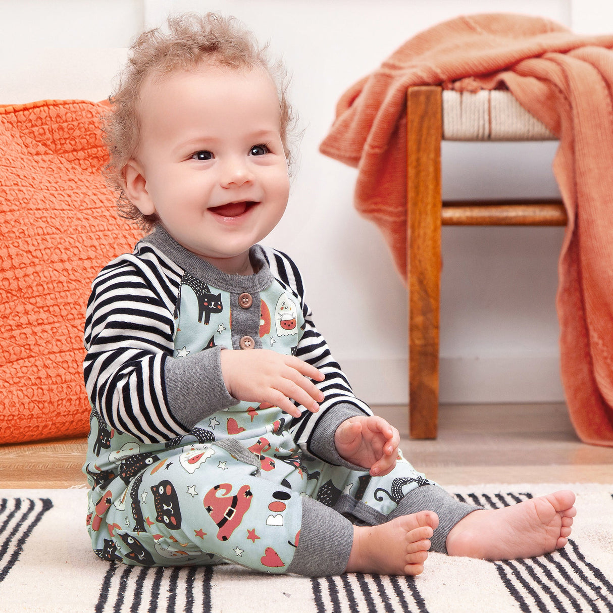 Halloween Henley Bamboo Romper - HoneyBug