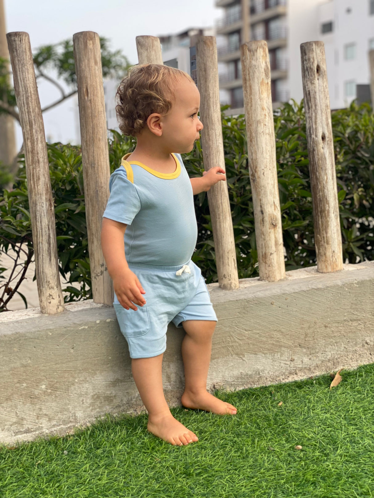 100% Peruvian Pima Cotton Shorts in Chambray Blue - HoneyBug