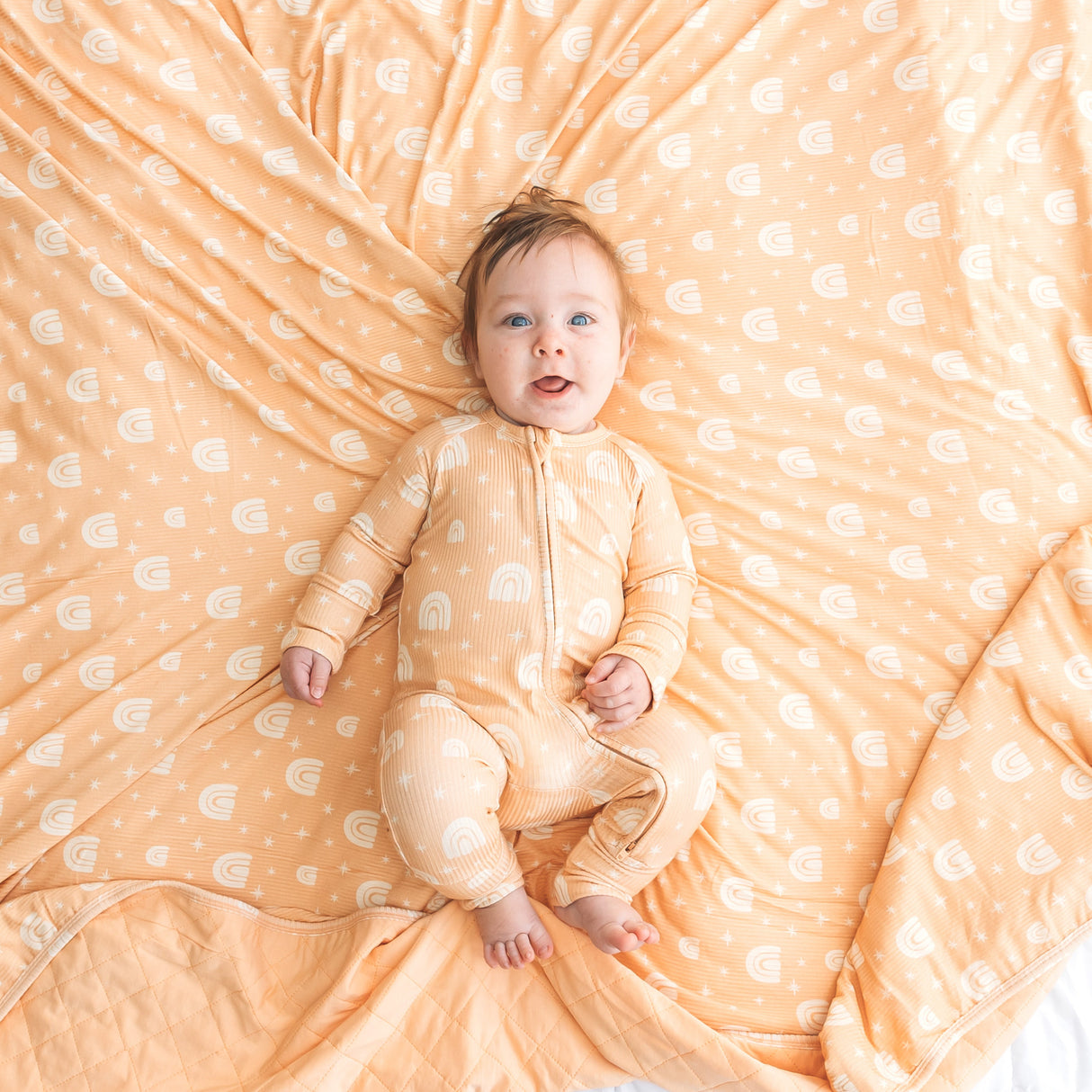 ZIP ROMPER - Rainbow Ribbed - HoneyBug