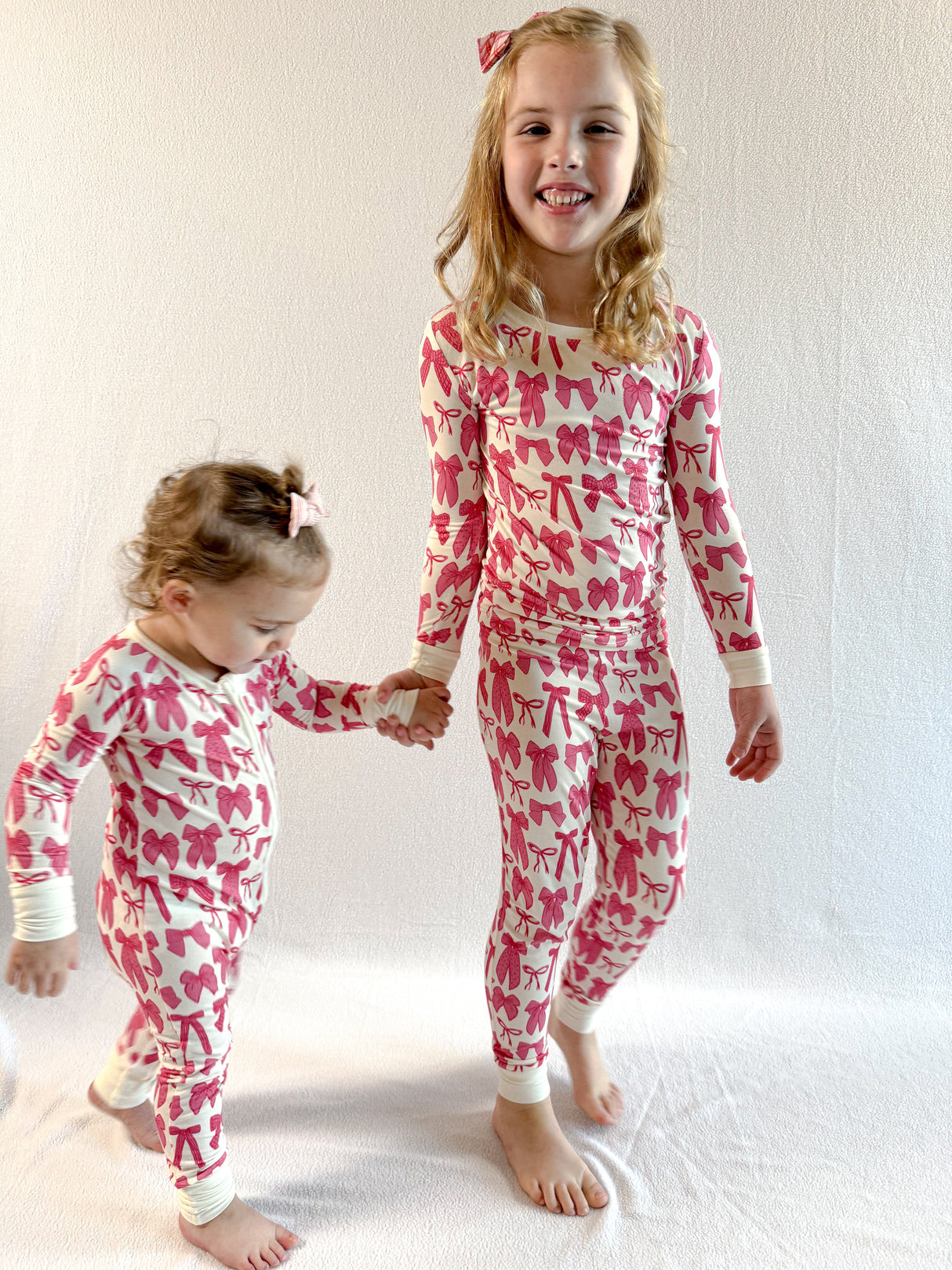 Hot Pink Bow | Two-Piece Pajama Set - HoneyBug